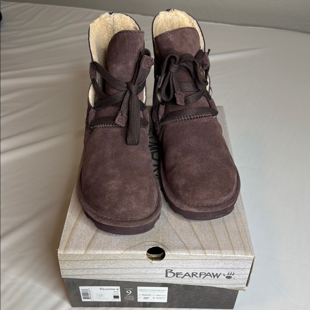 BearPaw Zora Fig (Purple) Suede Boots with Cream Lining